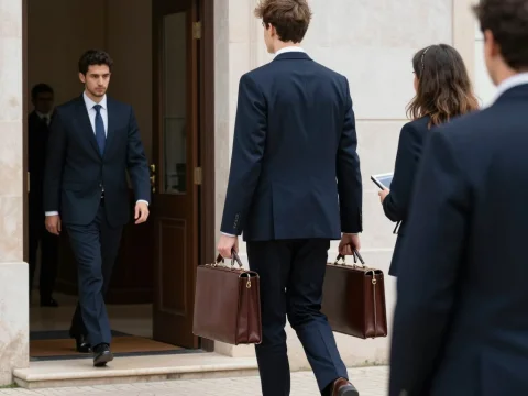 Lawyers Entering Lisbon Court Building
