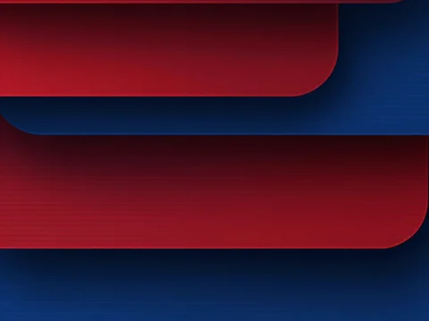 Layered Abstract Red and Blue Rounded Panels