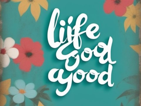 Life Good Mood Floral Typography Poster