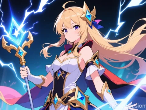 Lightning Spell Caster Anime Character