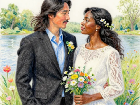 Love Amid Wildflowers by the Lake