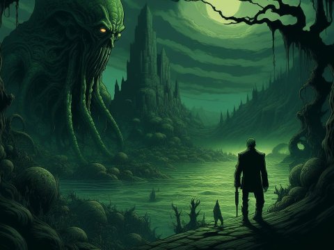 Lovecraftian Horror in a Dark Alien Landscape