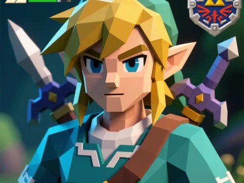 Low-Poly 3D Render of Heroic Fantasy Character