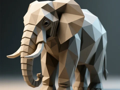 Low Poly Elephant Figurine 3D Render