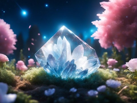 Luminous Crystal in a Magical Garden