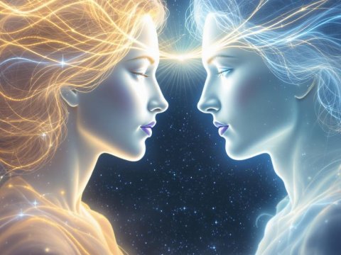 Luminous Spirits Connecting in Cosmic Harmony