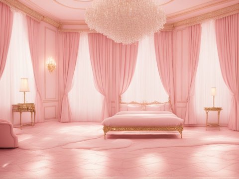 Luxurious Pink Bedroom with Elegant Gold Accents