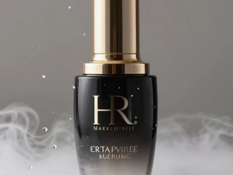 Luxury Cosmetic Bottle with Mist and Water Droplets