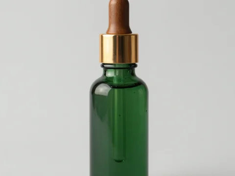 Luxury Green Serum Bottle with Wooden Dropper