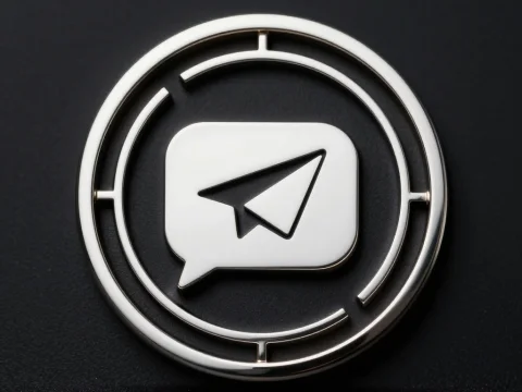 Luxury Metallic Tech Badge with Paper Plane Icon