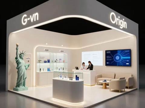 Luxury Minimalist Exhibition Booth with Statue of Liberty