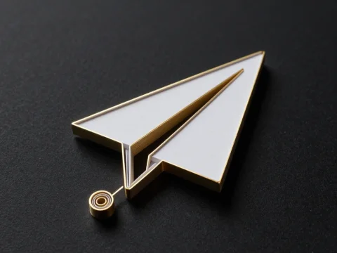 Luxury Paper Airplane Icon with Gold Edges on Black