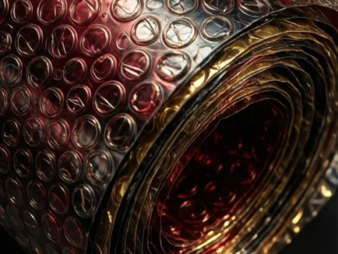 Luxury Red and Gold Bubble Wrap Roll