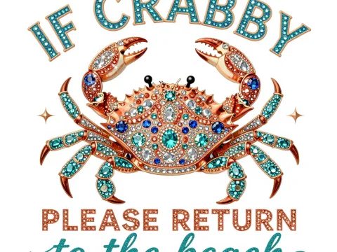Luxury Rhinestone Crab with Inspirational Beach Quote