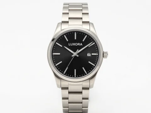 Luxury Stainless Steel Wristwatch with Black Dial