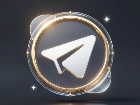 Luxury Telegram Bot Emblem with Gold and Glass Elements