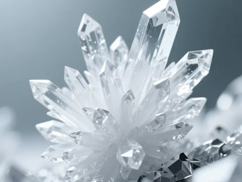 Macro Close-Up of Transparent Crystal Cluster