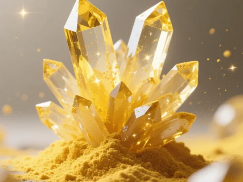 Macro Shot of Shimmering Yellow Crystals