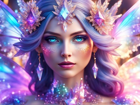 Magical Fairy Queen with Sparkling Crystals