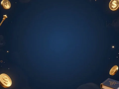 Magical Finance Yearbook Background with Floating Gold Coins