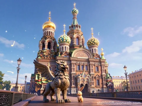 Magical Saint Petersburg with Griffin and Rabbit