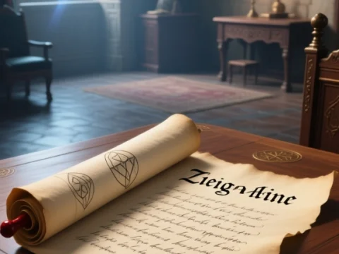 Magical Scroll in Medieval Chamber