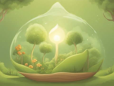 Magical Seed Encased in a Glowing Protective Dome