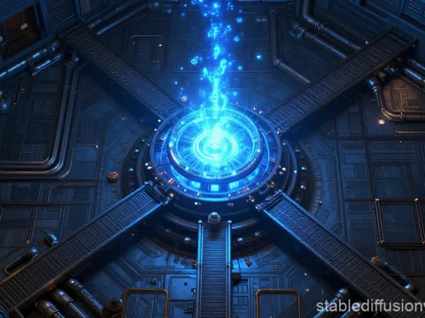 Magitek Reactor Core Emitting Blue Energy