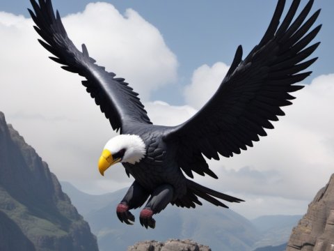 Majestic Bald Eagle Soaring Over Mountain Cliffs