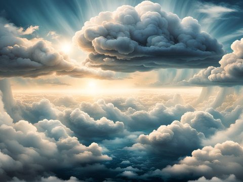 Majestic Cloudscape with Radiant Sunlight