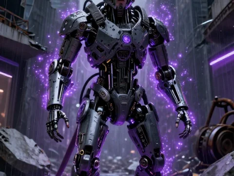 Majestic Cybernetic Rat Leader in a Dystopian City