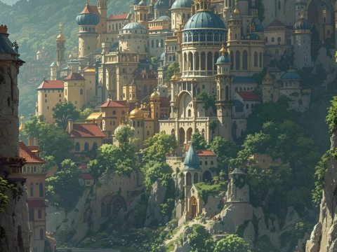 Majestic Fantasy Castle by a Serene River