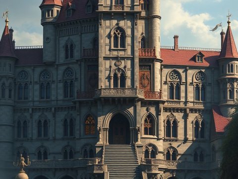 Majestic Gothic Castle by the Water with Sailing Boats