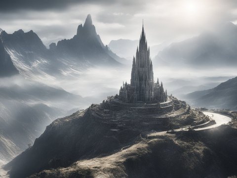 Majestic Gothic Castle on Misty Mountain Peak