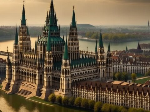 Majestic Gothic Revival Parliament Building by the River