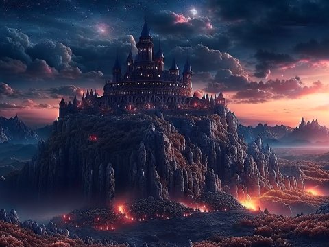 Majestic Magical Fortress at Twilight