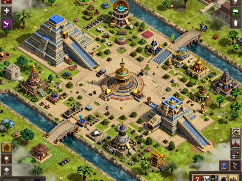 Majestic Maya City Plaza in Strategy Game Interface