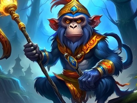 Majestic Monkey King in Enchanted Forest