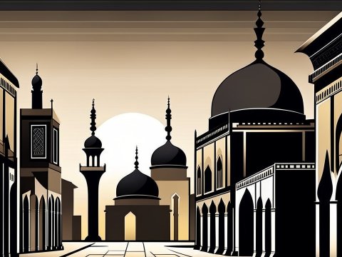 Majestic Mosque Silhouette at Sunset