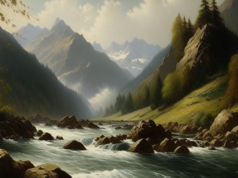 Majestic Mountain River Landscape