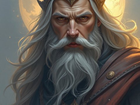Majestic Portrait of Njord with Horned Crown