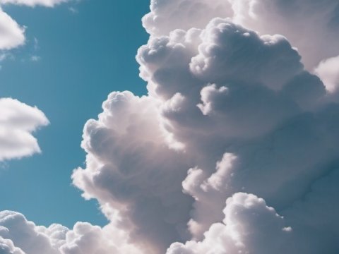 Majestic Towering Clouds Against Blue Sky