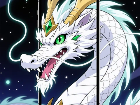 Majestic White Dragon Emerging from Smartphone Screen