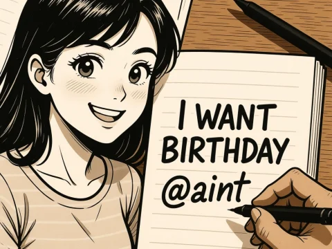Manga Style Birthday Message Illustration