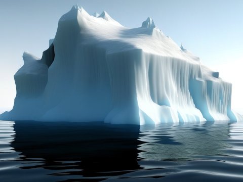 Massive Iceberg Floating in Calm Arctic Waters