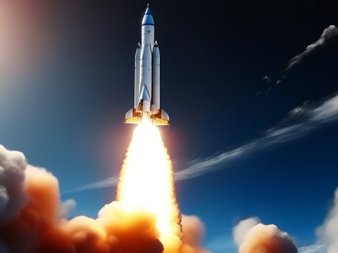 Massive Rocket Launch into Clear Blue Sky