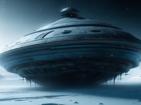 Massive UFO Hovering Over Snowy Landscape
