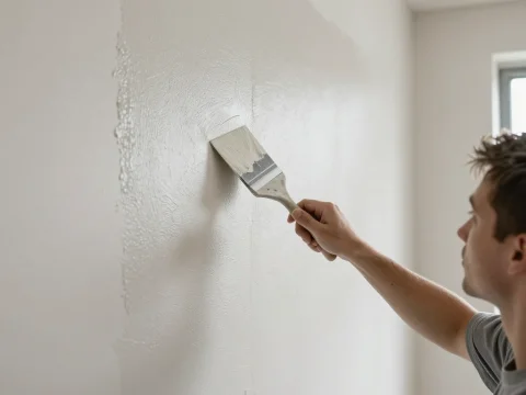 Master Applying Venetian Plaster on Interior Wall