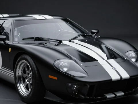 Matte Black Ford GT40 with White Racing Stripes