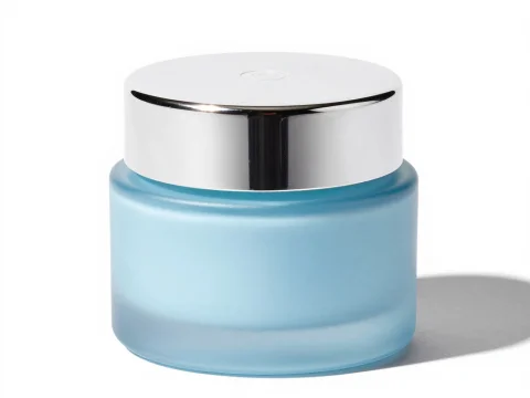 Matte Glass Face Cream Jar with Silver Lid